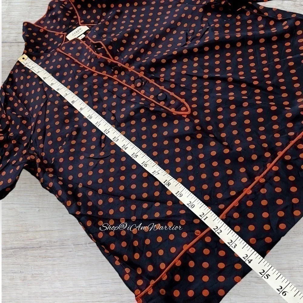 J.Crew Collection navy silk-twill polkadot pj style top *shop@iamwarrior